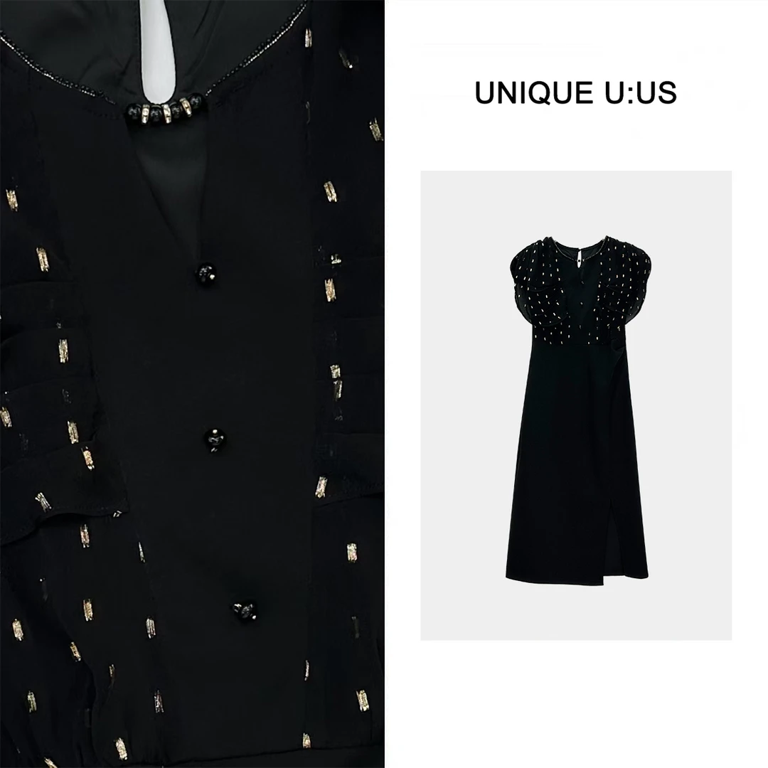 【TangTang·Studio】伊丽莎白法式拼色百搭显瘦女装连衣裙-250991