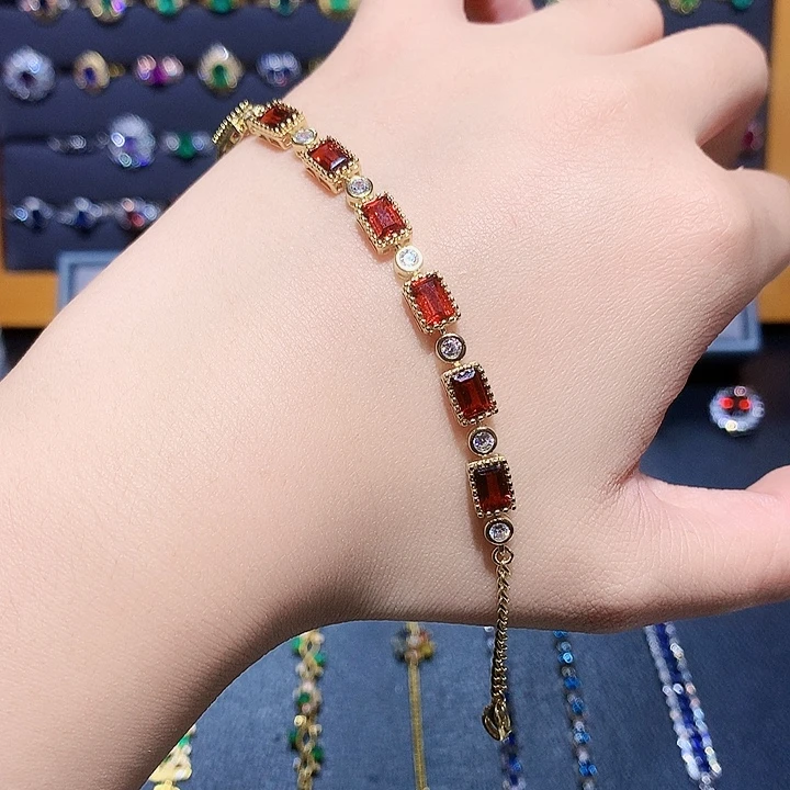 手链石榴石银S925镶嵌