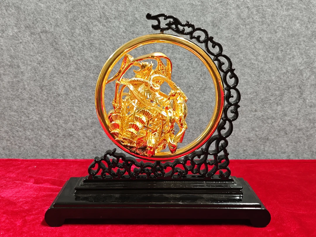 旋转蟹篓摆件：《金篓转运，招财纳福》