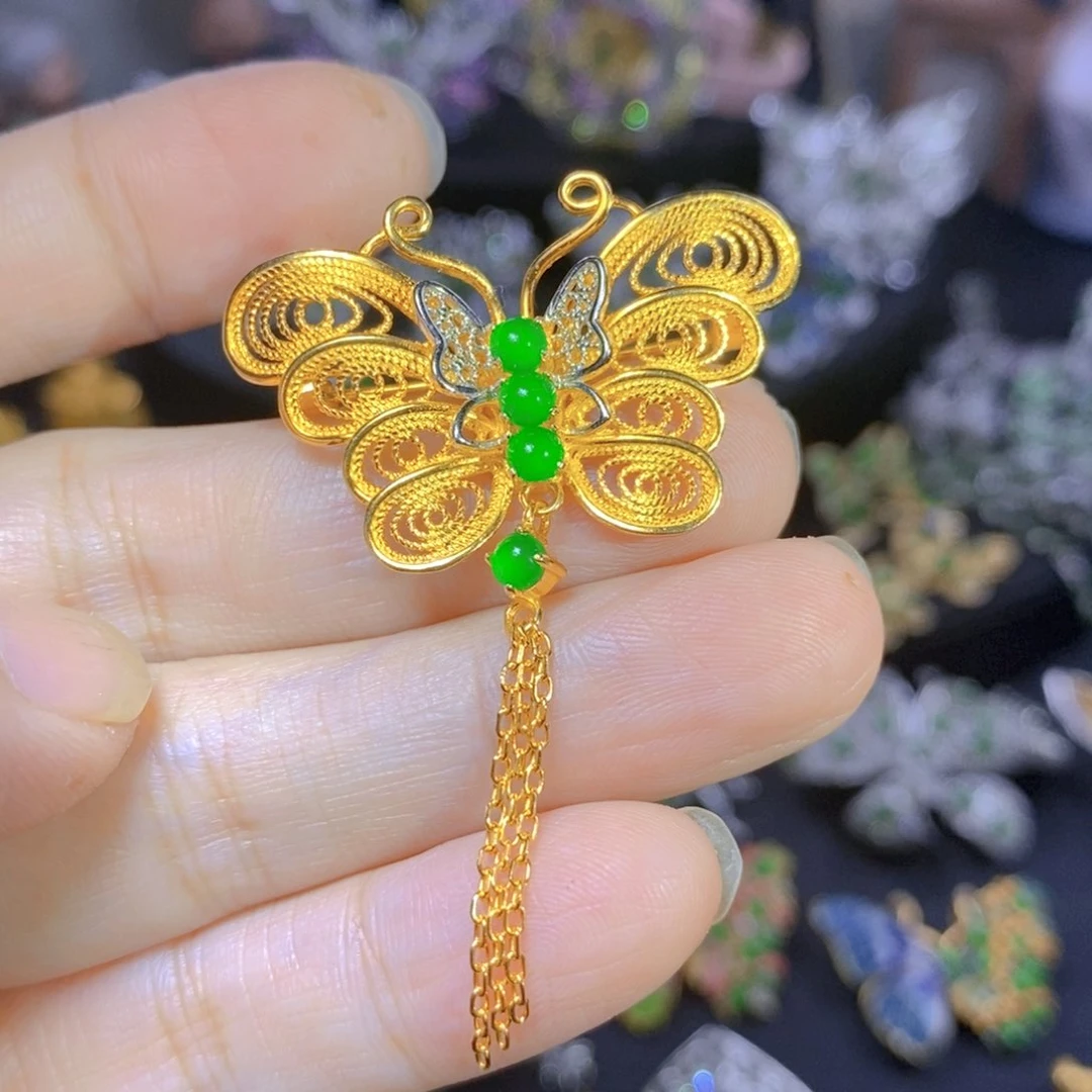 翡翠银S925镶嵌吊坠(不含链)天然翡翠