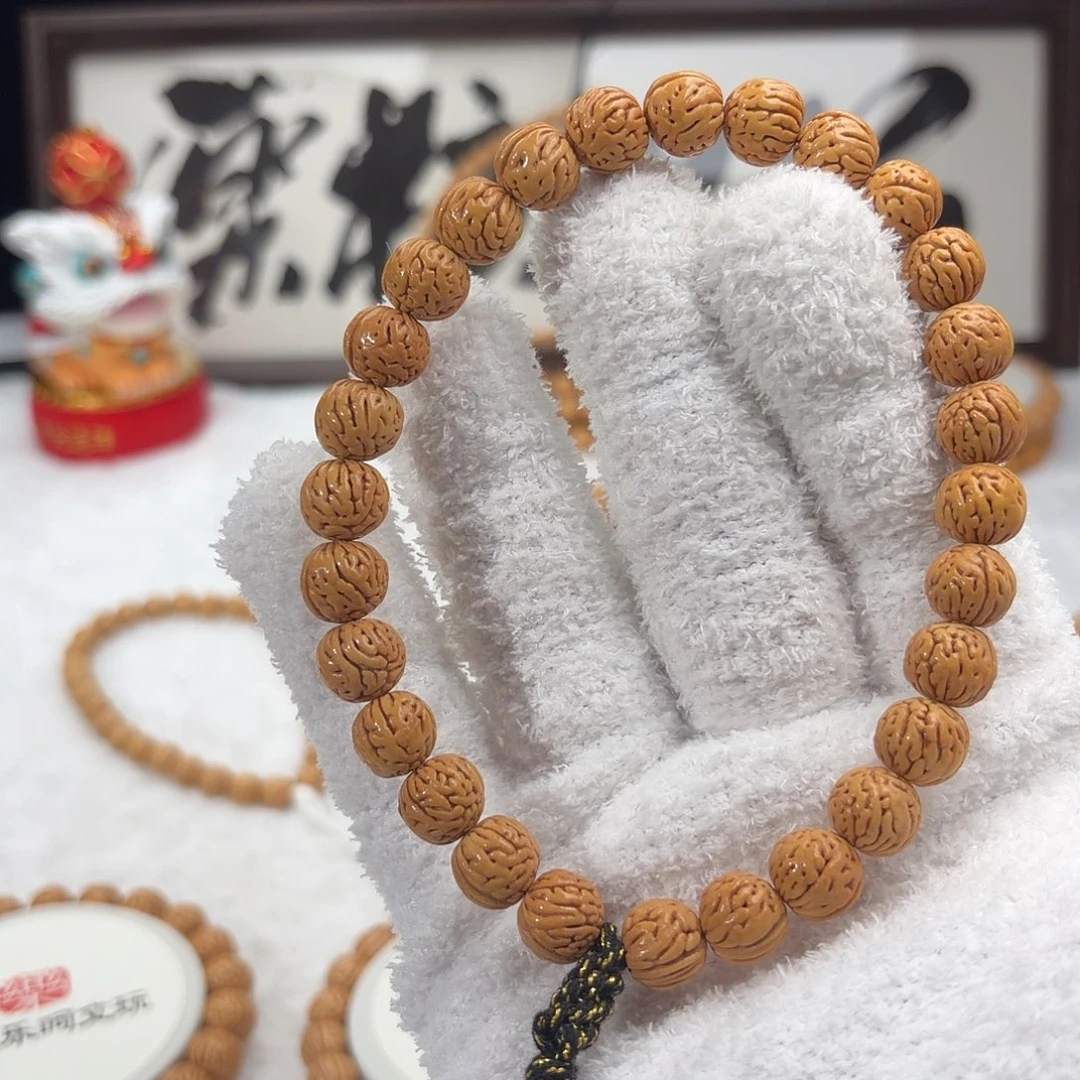 沝***燚桃核手串1.0加「川」野生大肠纹桃核手持