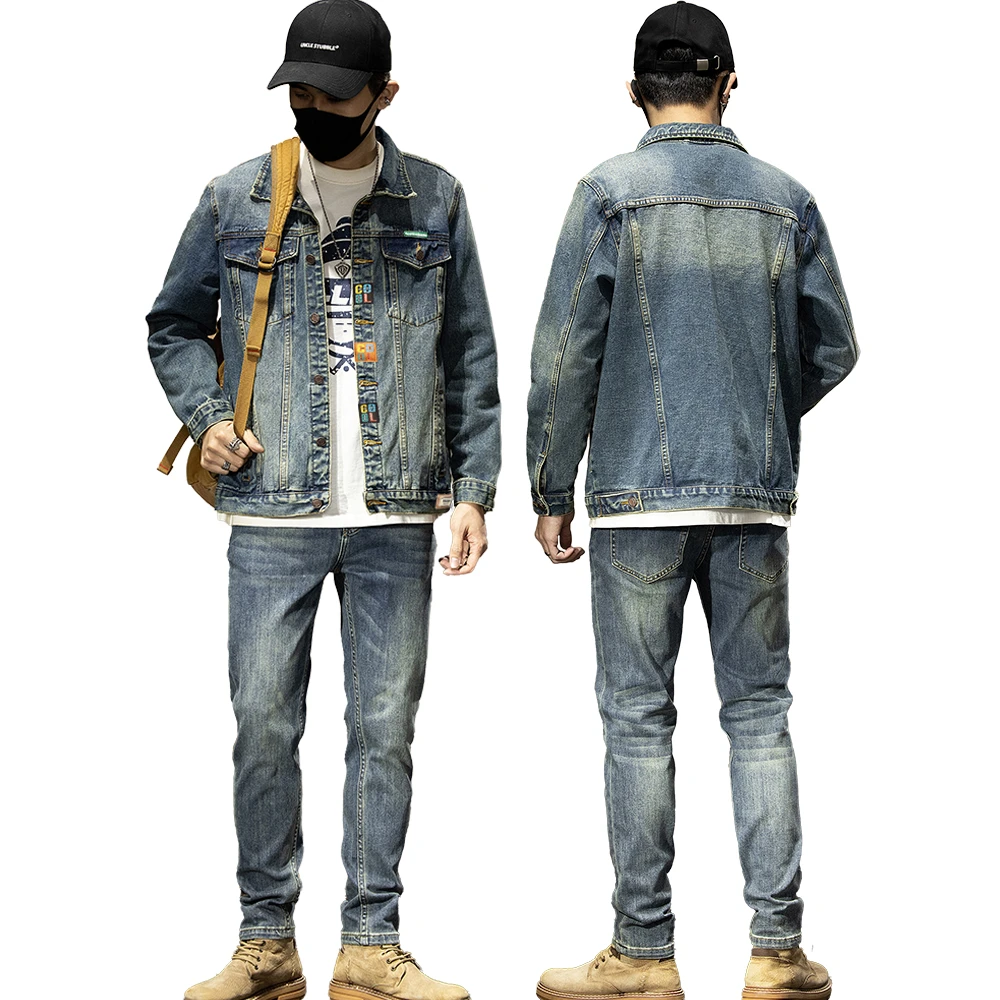 牛仔外套男士水洗韩版工装夹克复古大码休闲宽松男装修身春季章仔
