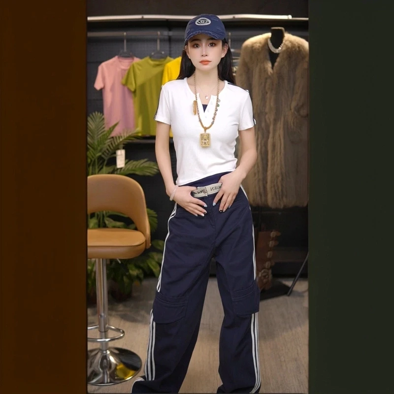 2025夏季新款修身百搭上衣T恤女条纹显瘦时尚洋气打底