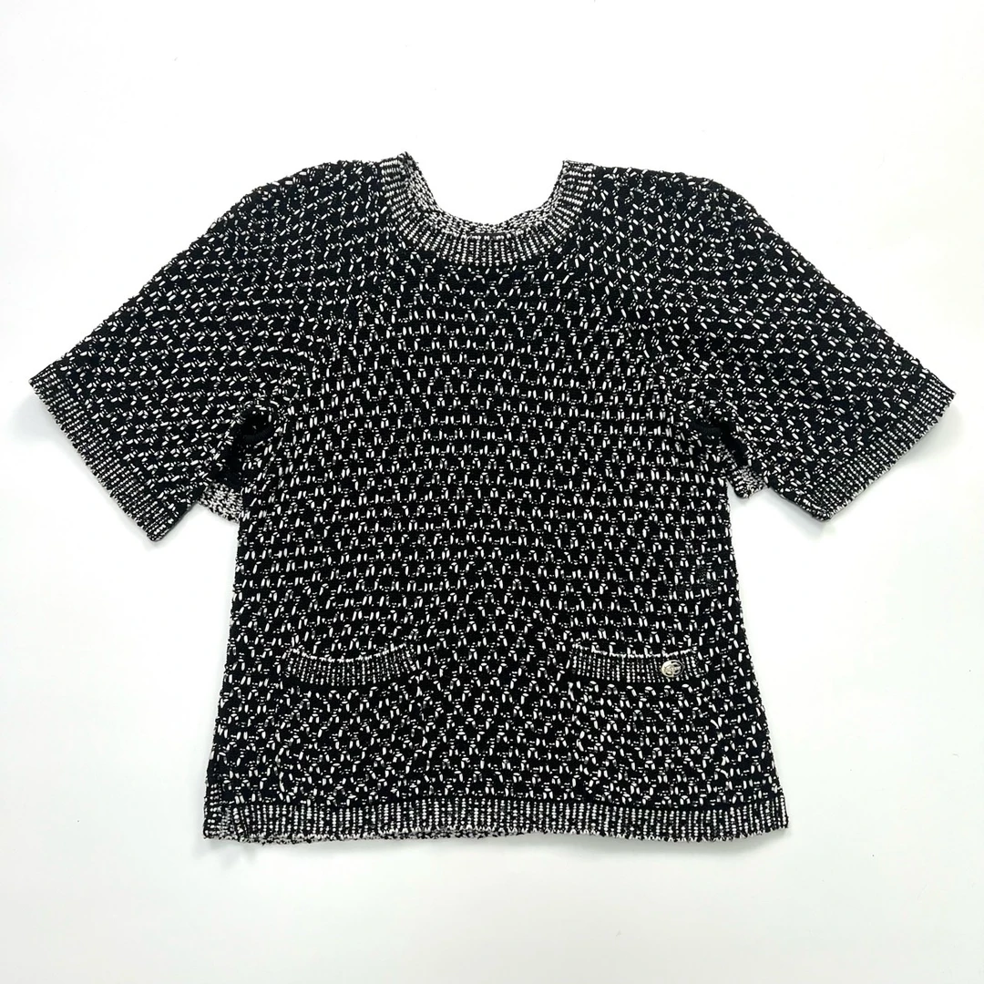 99新 Chanel/香奈儿 36码蝙蝠袖设计双C编织短袖/99新/编码06866