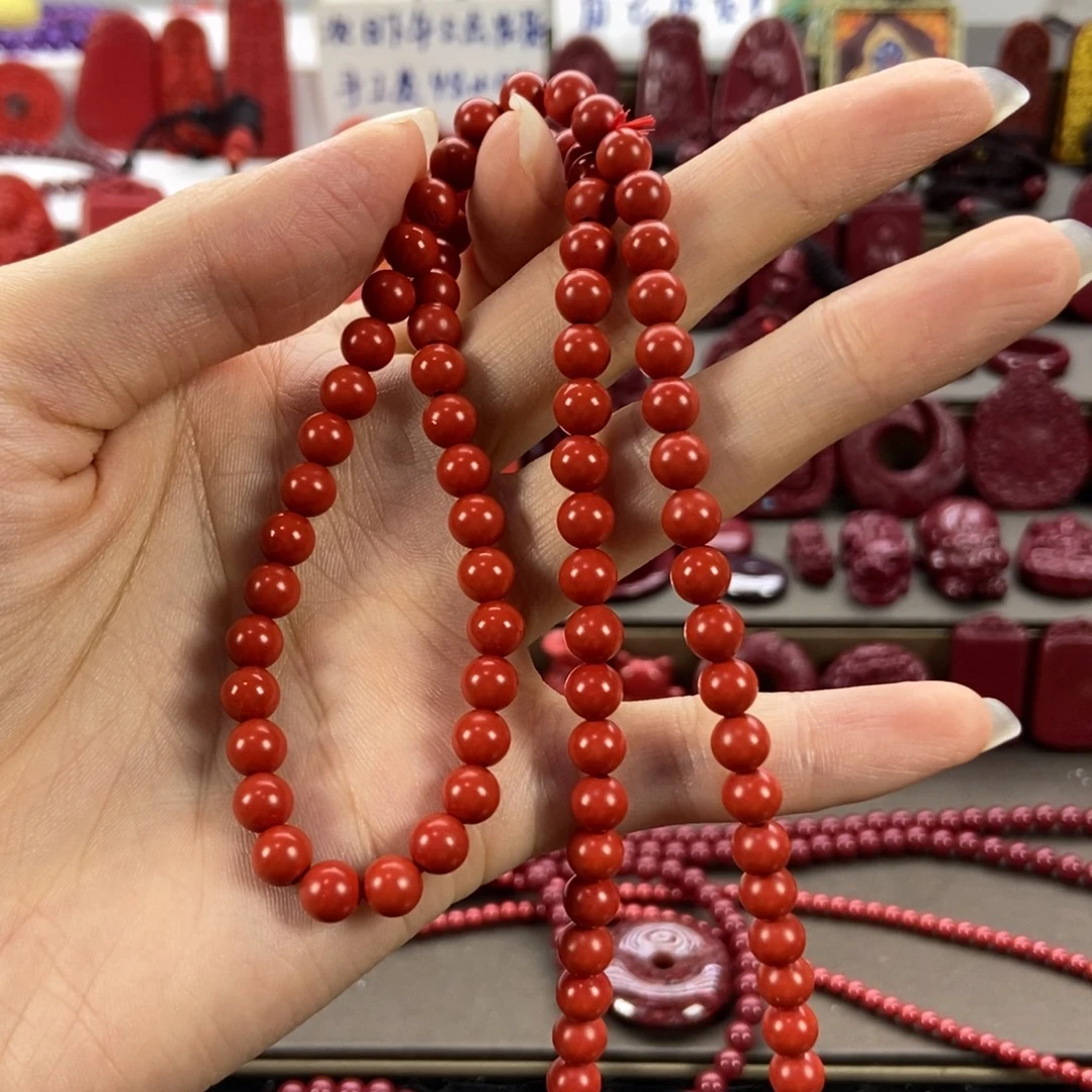 天然辰砂6mm108颗红砂