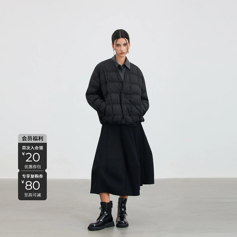 S·DEER圣迪奥冬季oversize鸭绒休闲黑色轻薄保暖韩版显瘦羽绒服