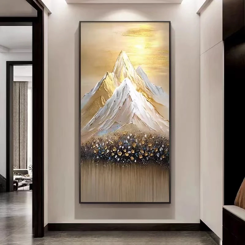 【聚财金山】现代简约客厅装饰画高级感挂画轻奢日照金山背景墙画