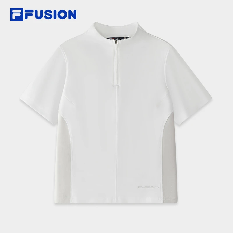FILA FUSION斐乐潮牌女针织短袖衫25春新休闲修身T恤T11W511102F