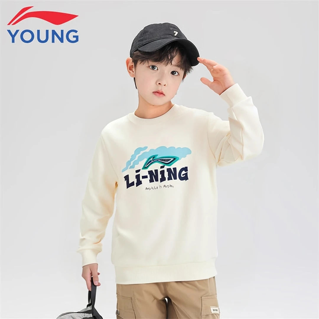 李宁儿童卫衣男童秋季新款学生宽松休闲套头圆领百搭运动上衣9419