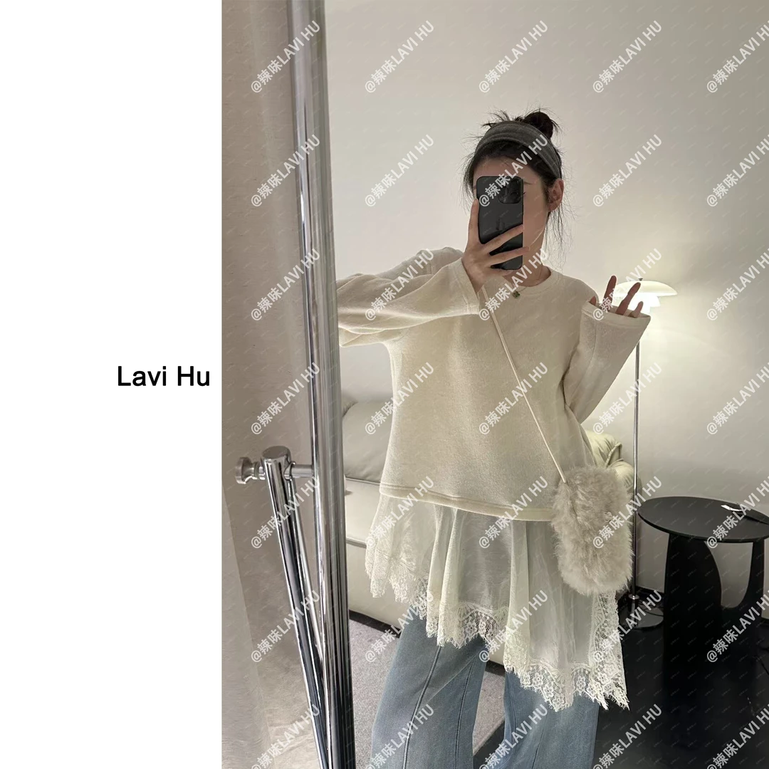 LAVI HU【休斯顿街道】韩系慵懒风温柔蕾丝打底衫LW1638