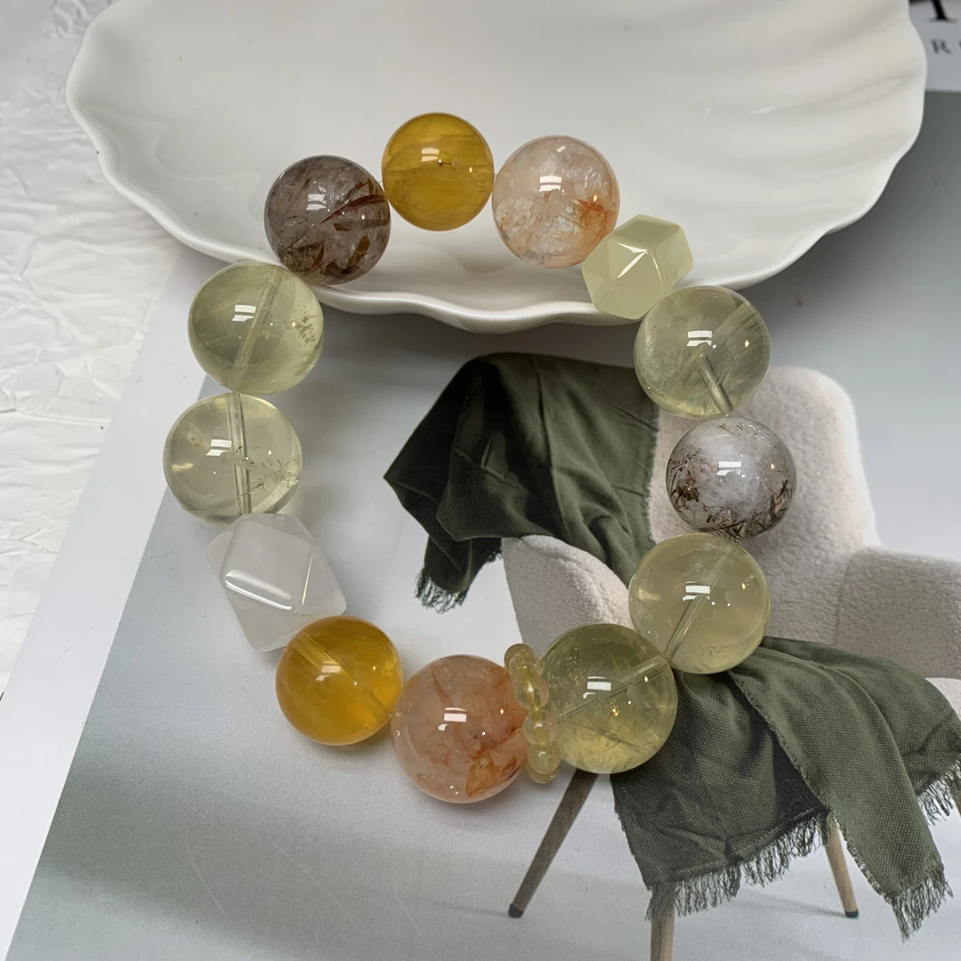 天然水晶黄色系多宝手链 多样性发其一 F355