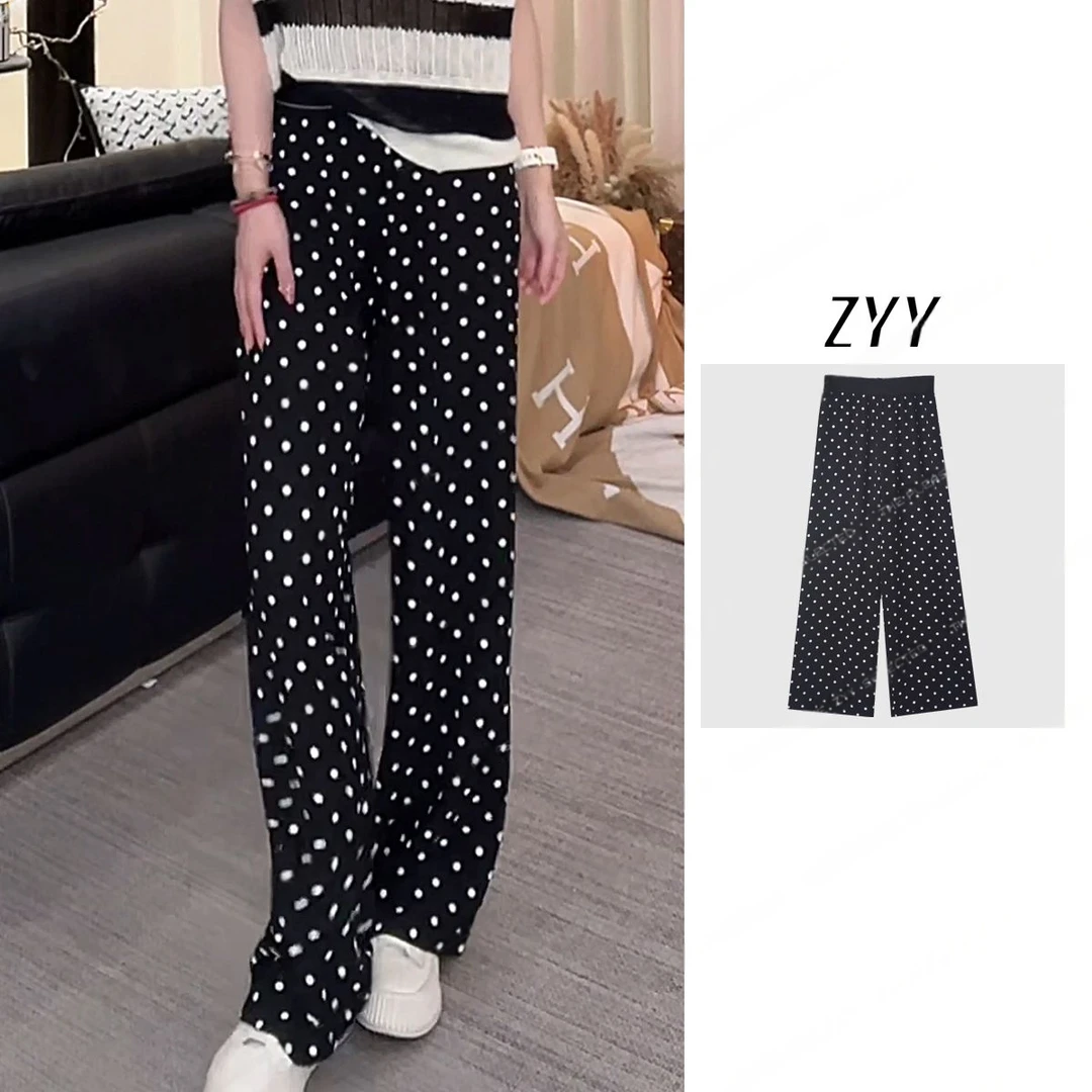 ZYY【飘飘裤】2025S/S新品高腰波点百搭薄款阔腿裤女X25XXXK02505