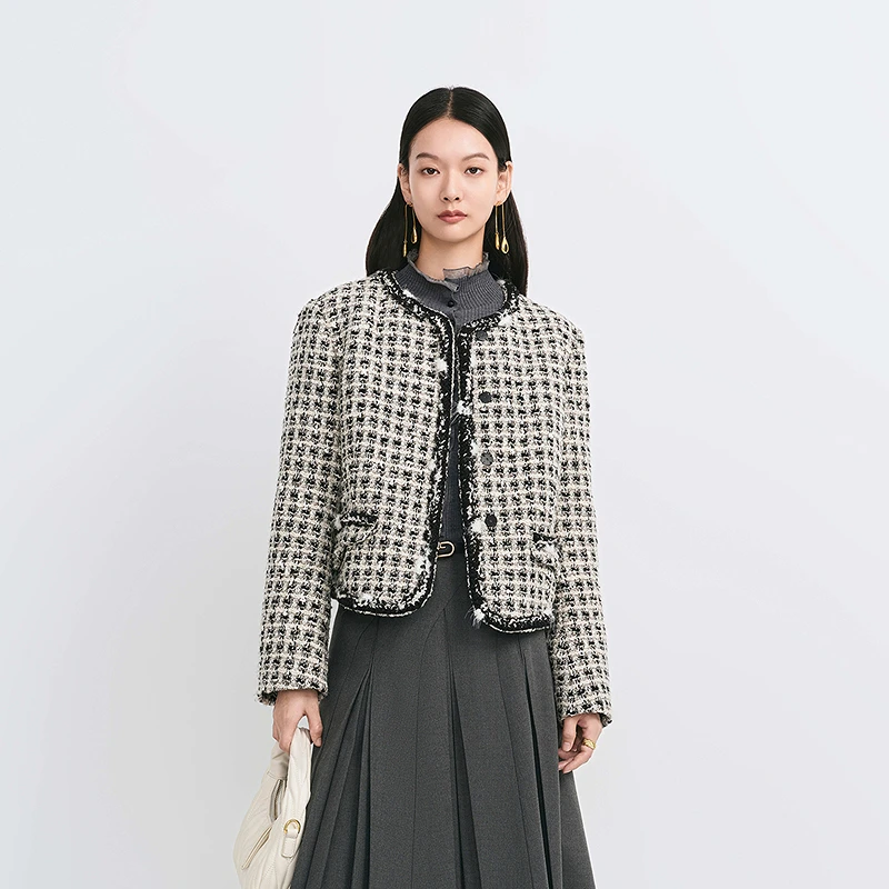 【商场同款】HPLY荷比俪冬季H型宽松编织感小香风外套HME44520283