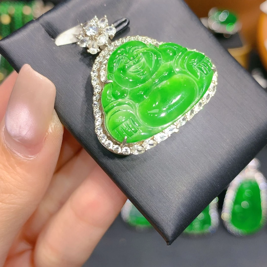 【闪购商品】颈饰银S925镶嵌翡翠5柒姐