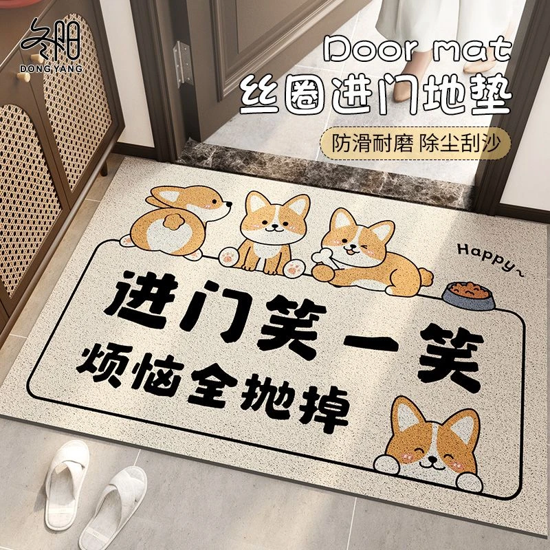 卡通丝圈入户门地垫玄关门厅除尘蹭土脚垫家用进门口防滑耐脏地毯