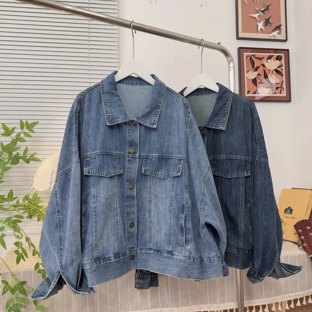 早春新款翻领设计感牛仔外套宽松休闲百搭显高显瘦外套