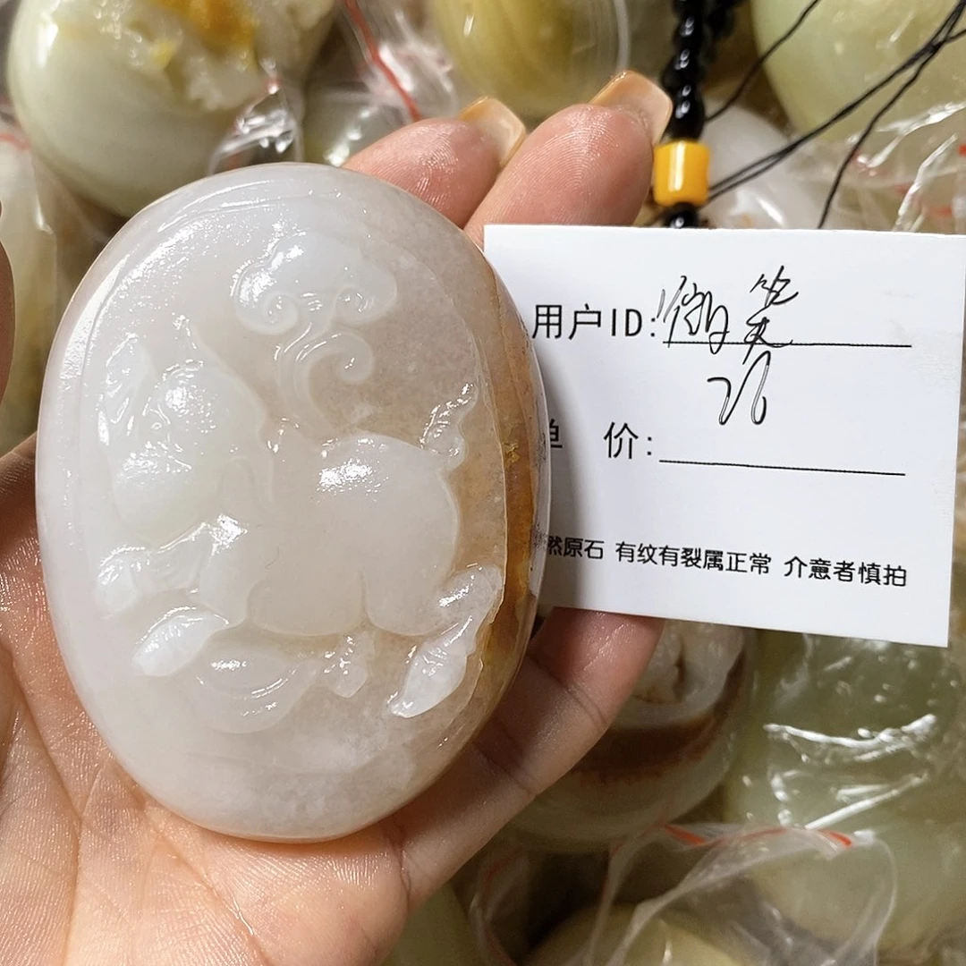 石材微*古青石手把件