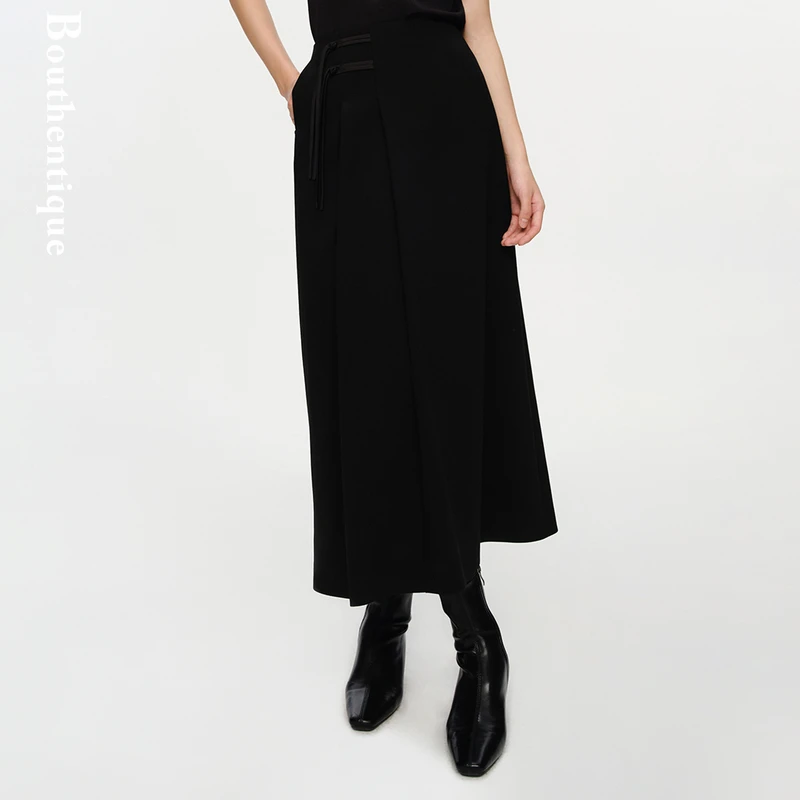 Bouthentique时尚百搭直身版腰部飘带装饰半裙225141S1A03