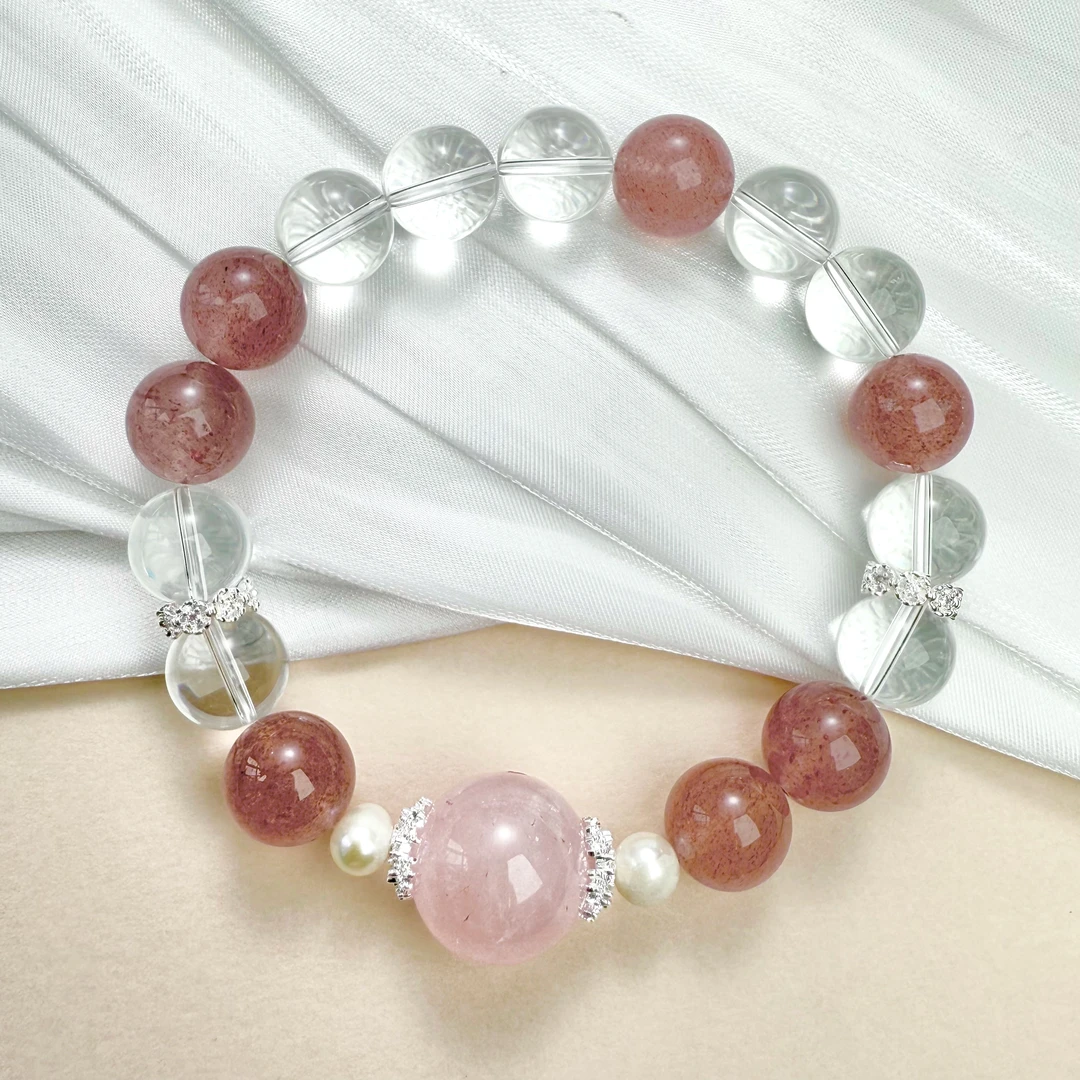 2221 草莓晶/粉晶/白水晶/淡水珍珠/手串
