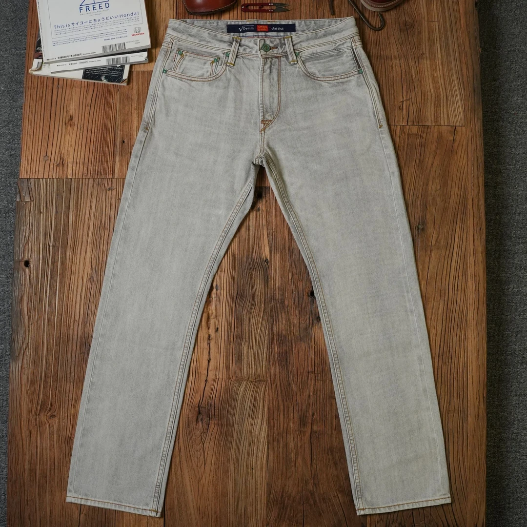 KM3015春夏上新赤耳丹宁501宽松直筒土耳其棉月岩灰12盎司牛仔裤