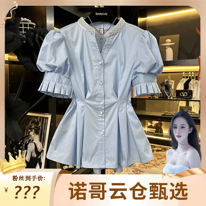 【诺哥专属】2025夏季新款高级感衬衫女时尚洋气显瘦百搭短袖上衣