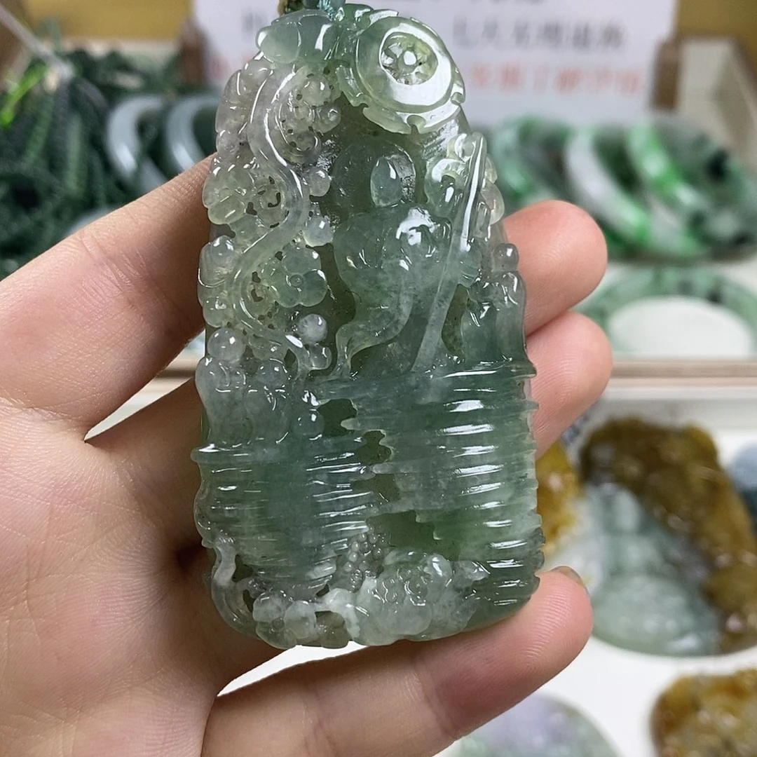 翡翠未镶嵌颈饰3-4翡翠A货挂件