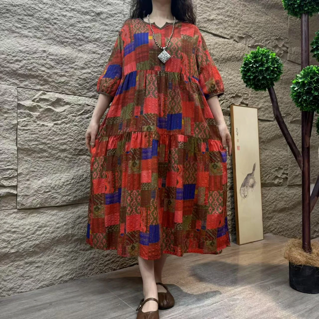 7536新款夏季减龄洋气显瘦遮肉气质连衣裙QZ