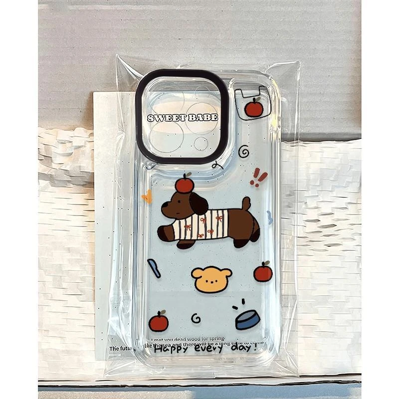 苹果腊肠狗适用苹果13手机壳12iPhone14promax16全包15可爱11透明