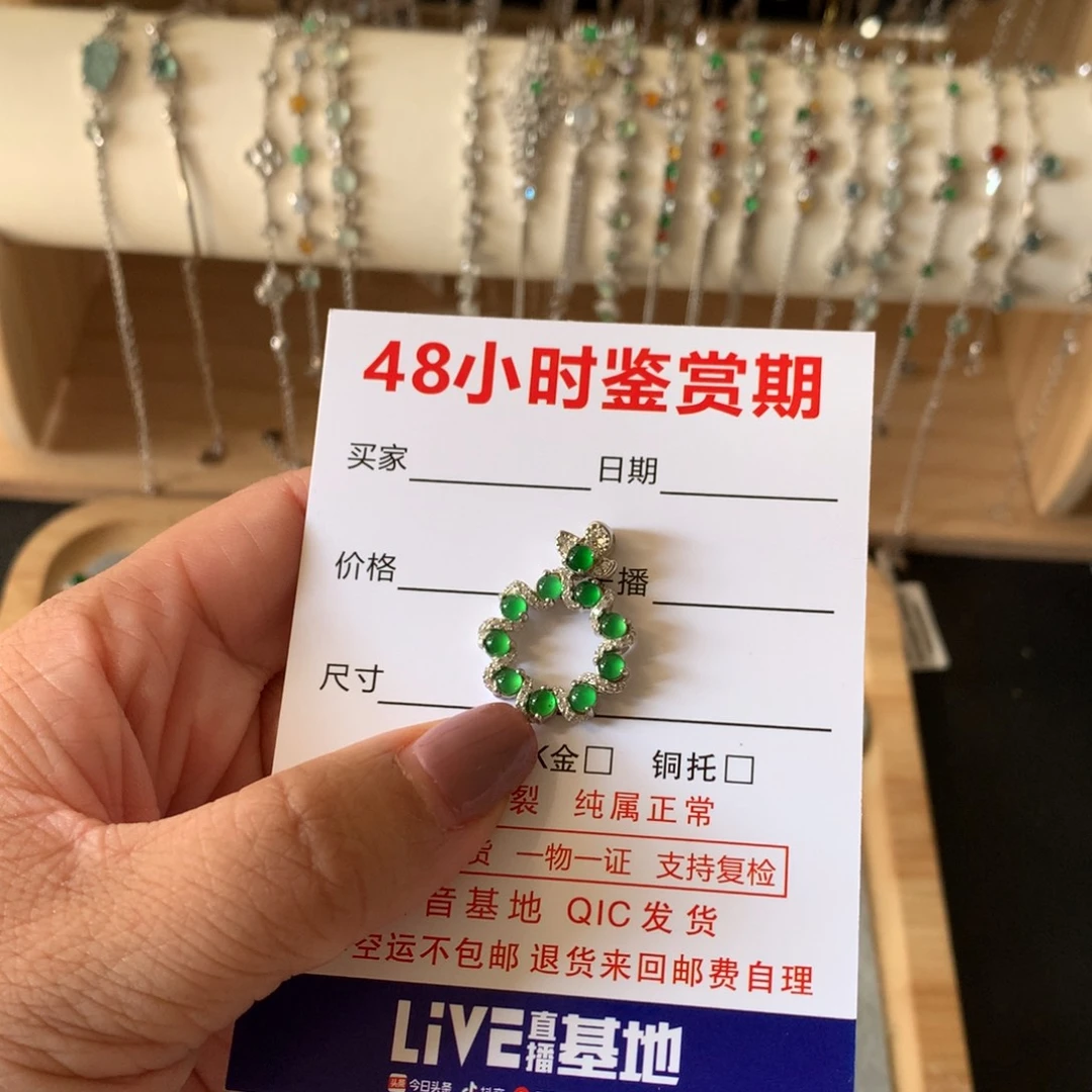 青***)翡翠银S925镶嵌耳饰