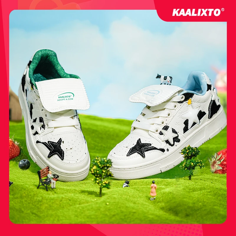 Kaalixto&认养一头牛联名奶牛星星鞋国潮板鞋欧若风时尚潮流情侣