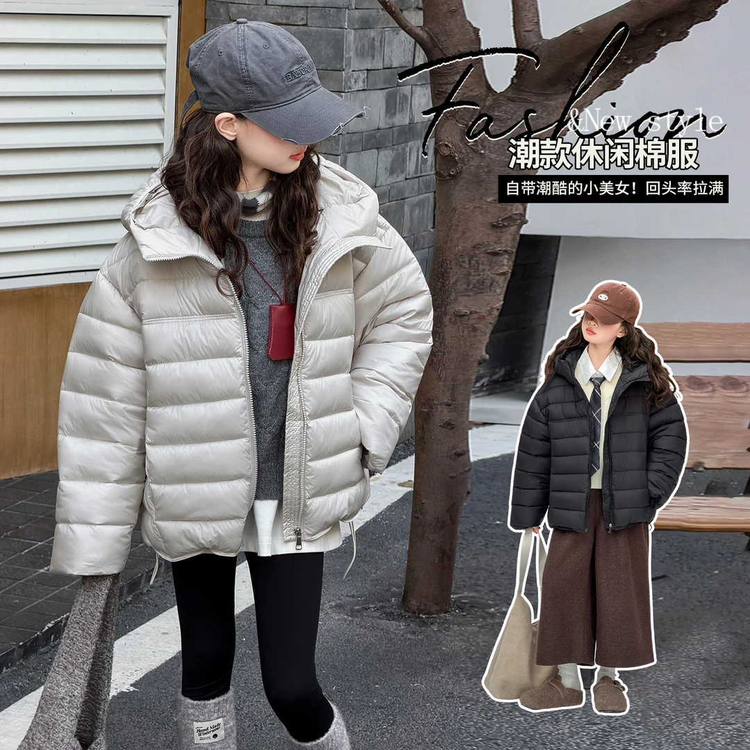 女童棉服2025年新款秋冬装洋气时髦中大童韩版保暖休闲排骨风棉衣