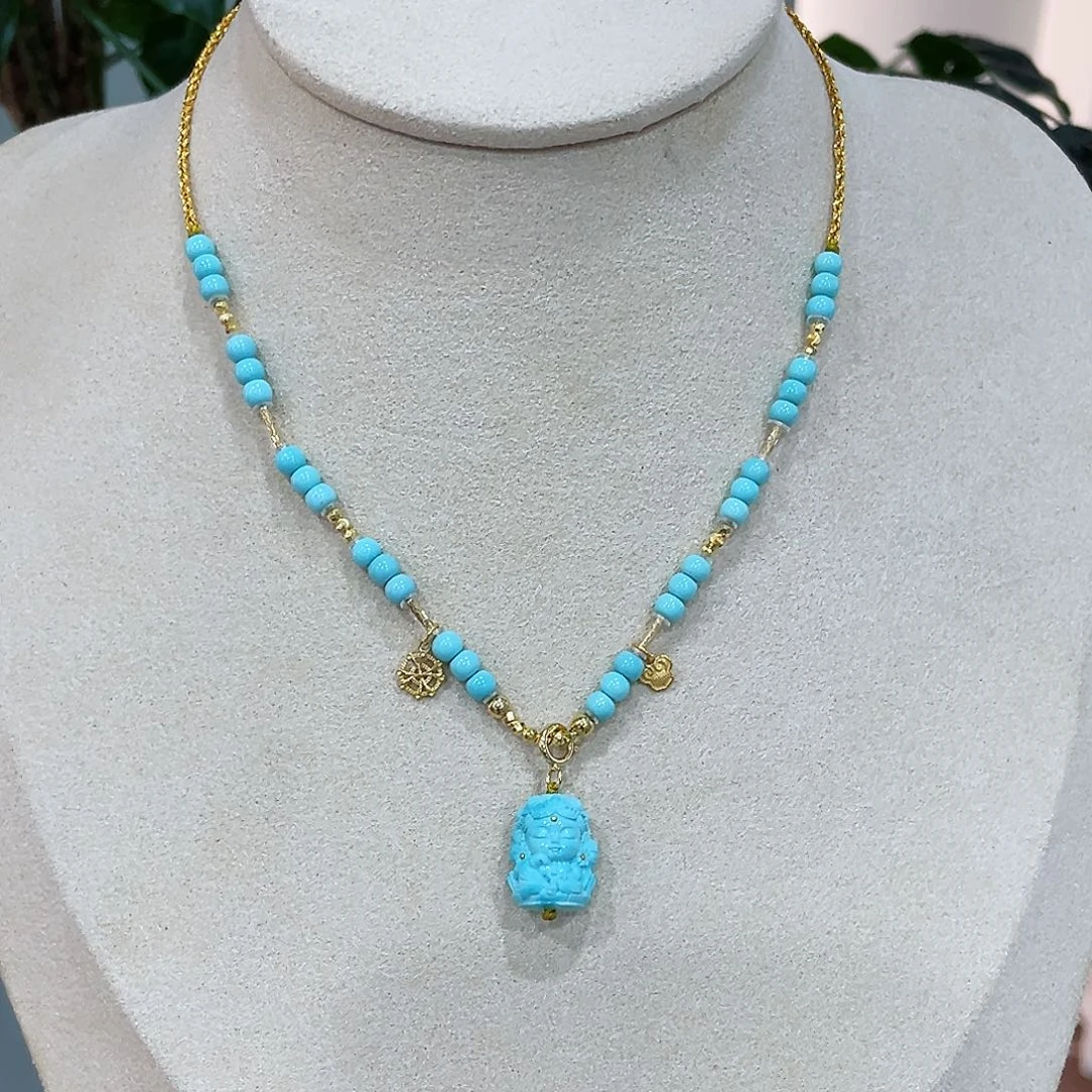 绿松石颈饰18K金镶嵌