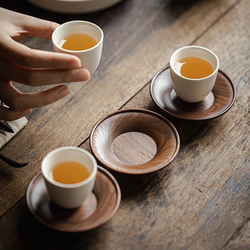 北美黑胡桃木杯垫 纯实木原木茶杯托隔热垫茶道配件茶垫禅意