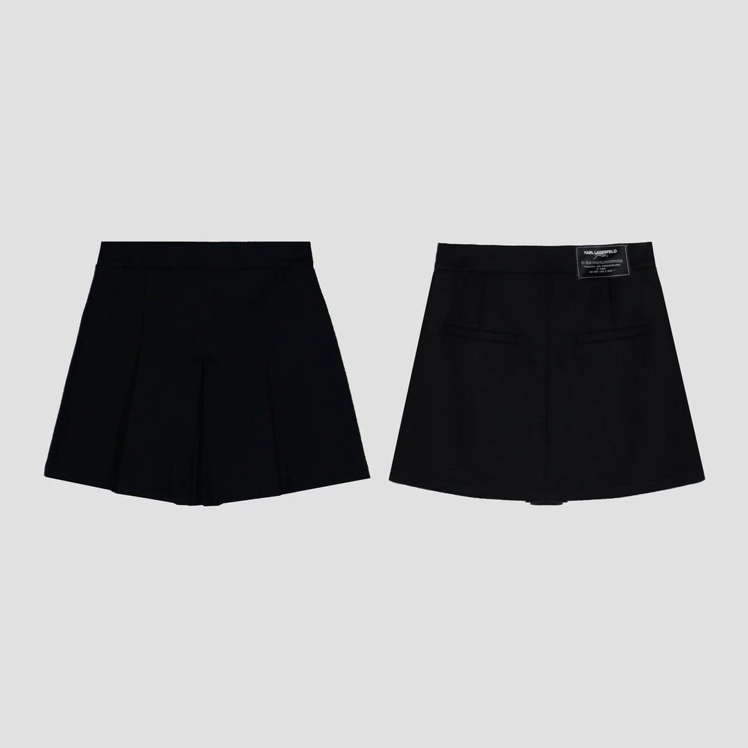 时尚简约A字贴标高腰百褶短裙DLLFY168