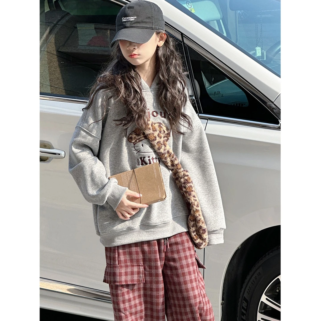 K30348孙小美女童秋冬装连帽卫衣2025新款儿童上衣加绒加厚衣服潮