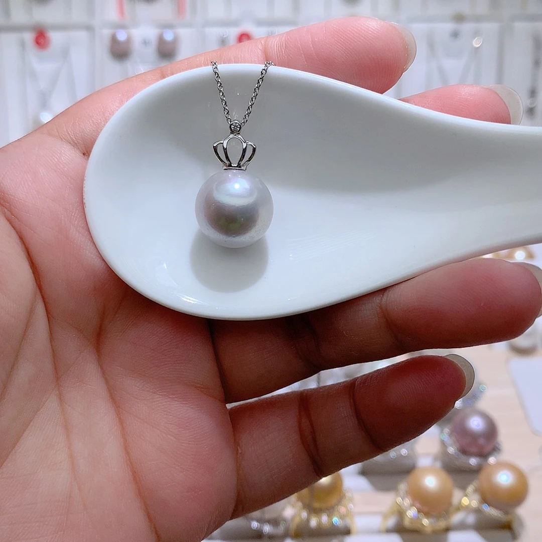 吊坠(赠链)银S925镶嵌淡水珍珠CC13.5mm