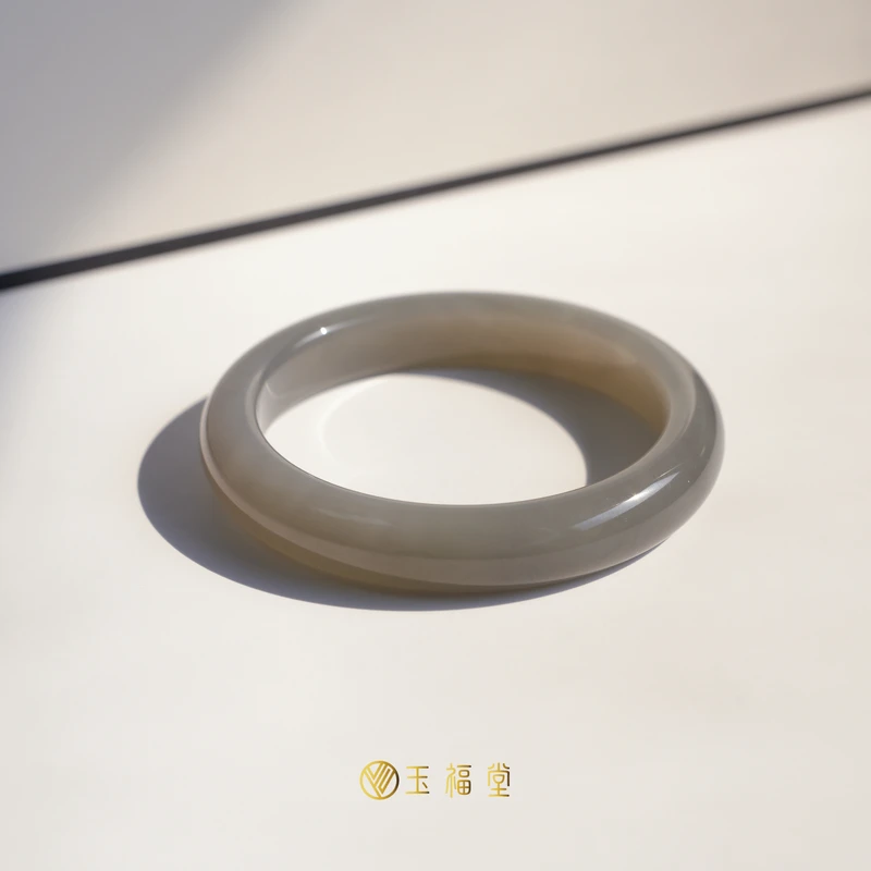 【特惠】玉福堂 | 天然和田玉青海料烟紫玉镯 | 平安镯57-58mm