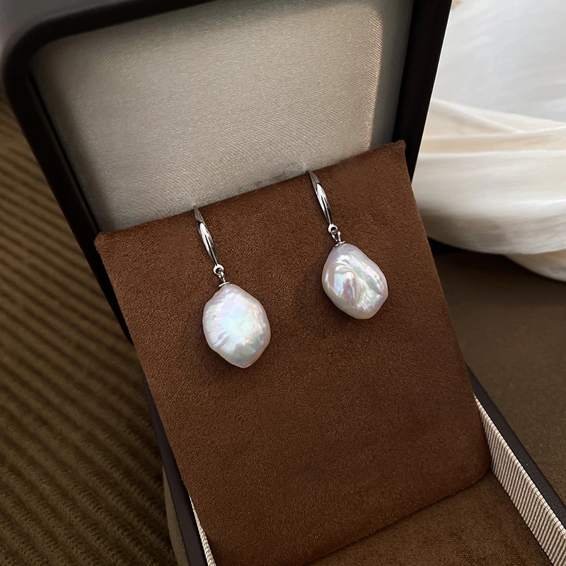 天然巴洛克珍珠吊坠气质高级感耳钩法式复古时尚耳环百搭耳饰