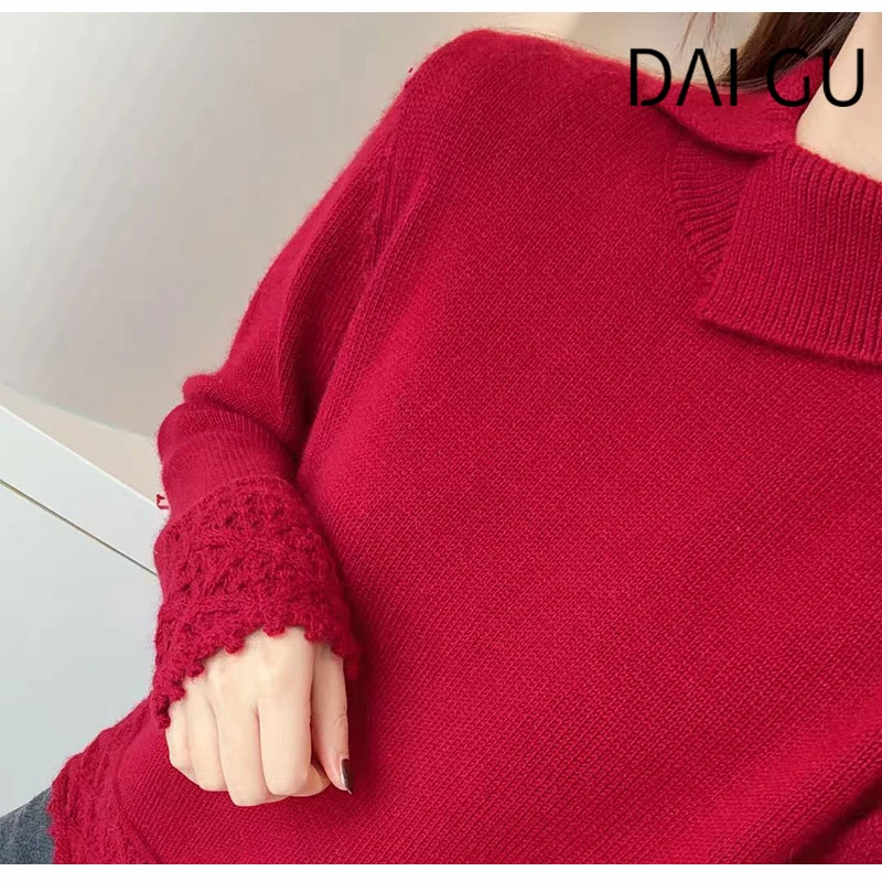 【织梦】爆款！钩花款～加厚羊毛云朵蜜熊绒保暖宽松毛衣B3616