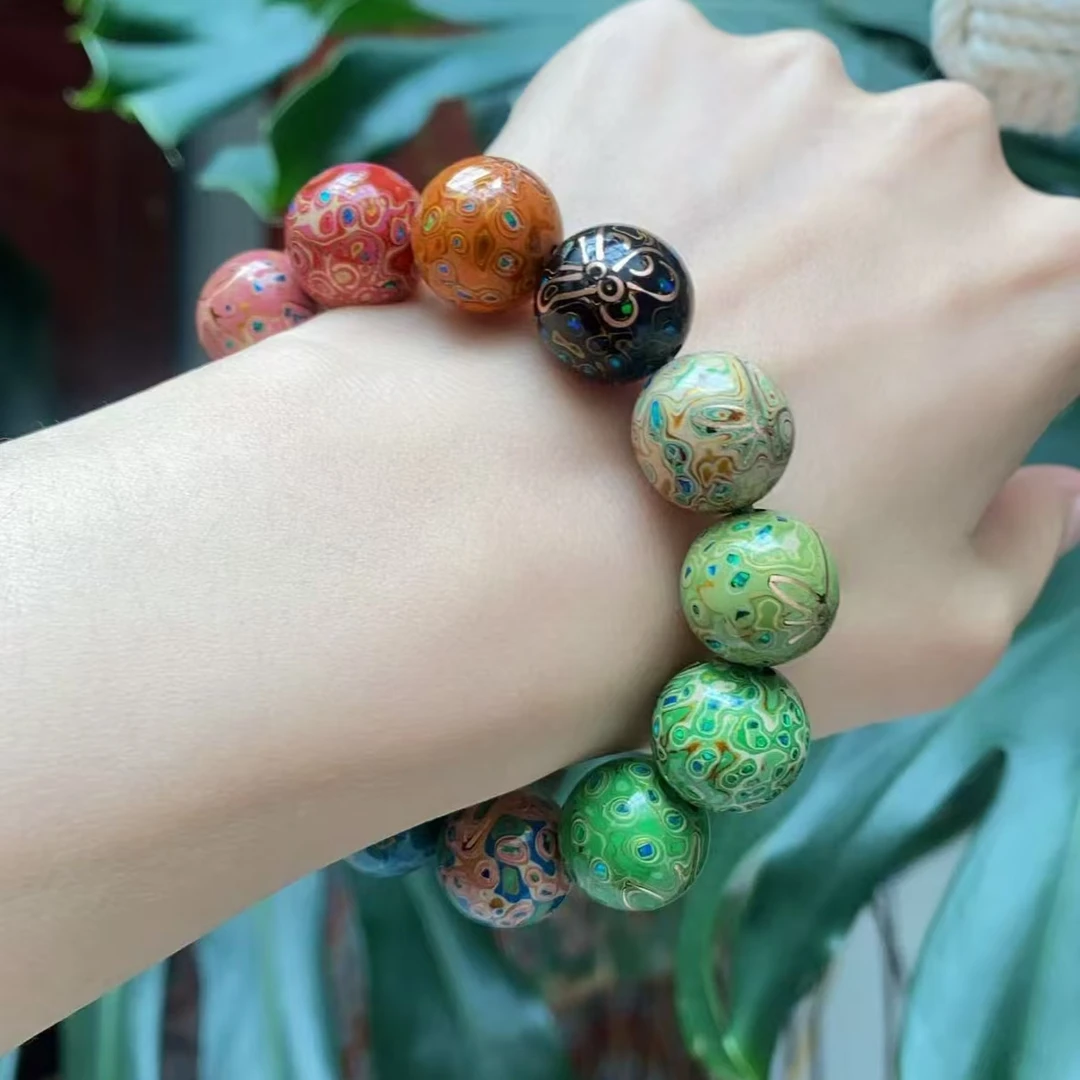 【福彩金蝶】非遗传承大漆掐丝手串QQ-SS0010==