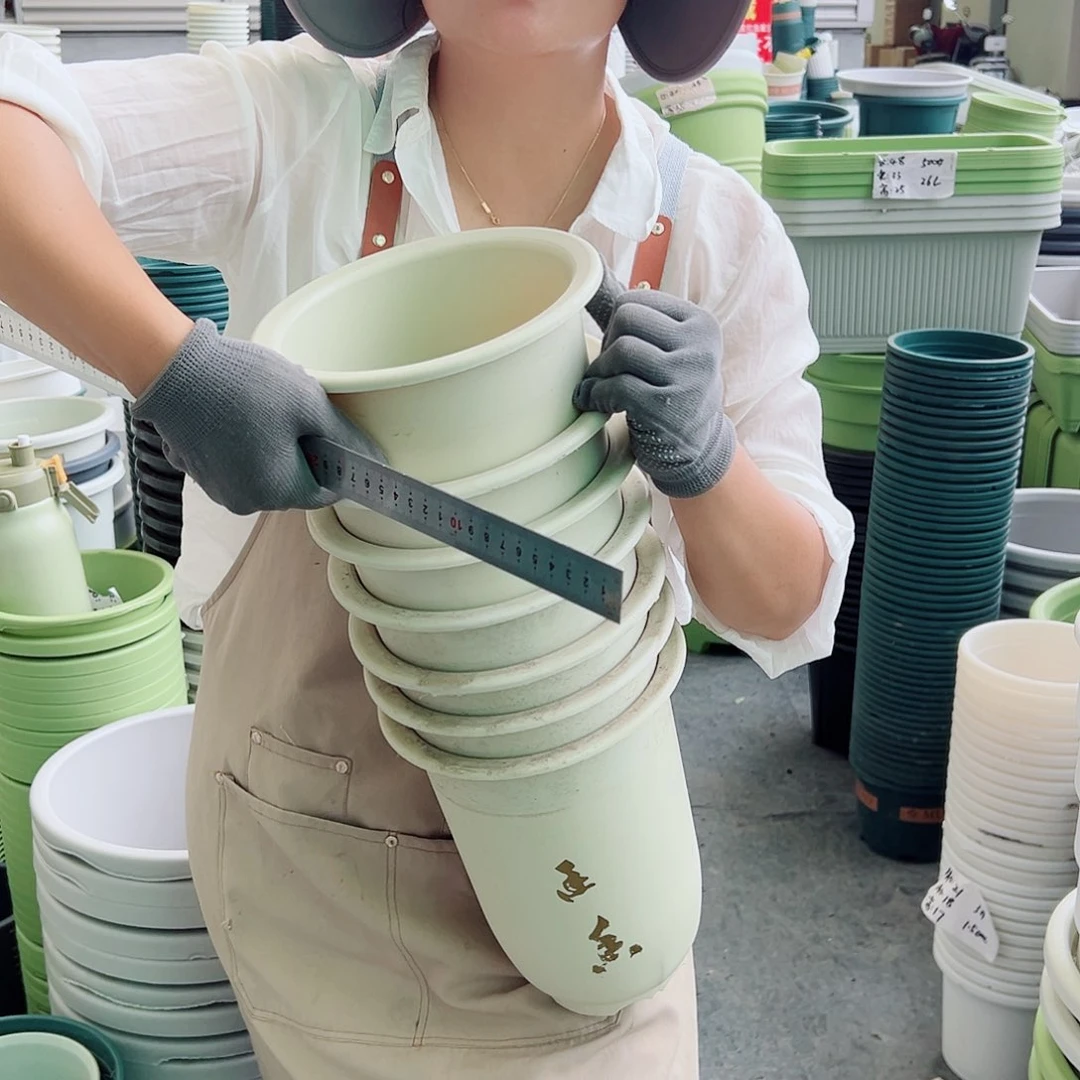 瑕疵兰花盆小号米白色5个无托