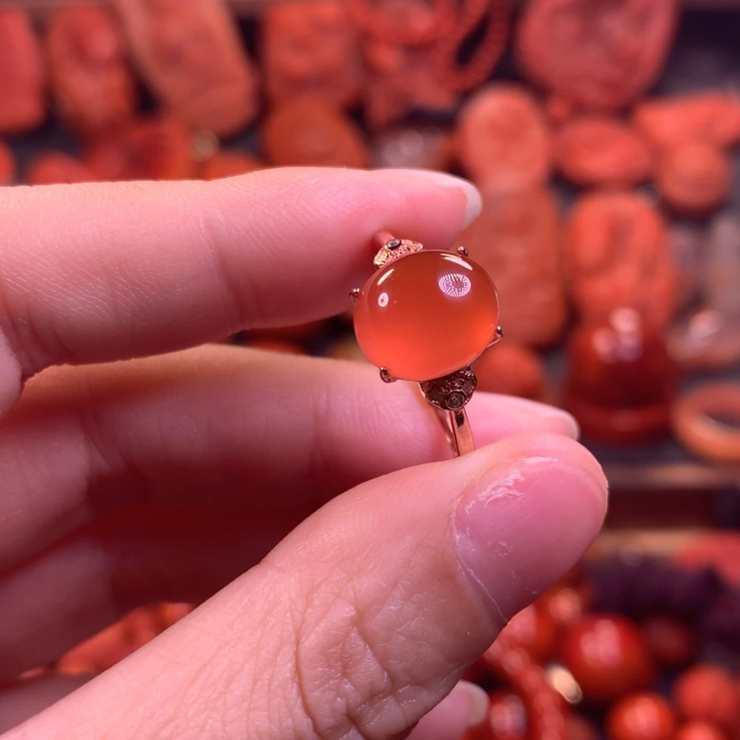 【闪购商品】银S925镶嵌戒指南红玛瑙