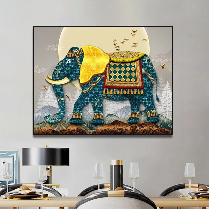 【云尚】轻奢风大象餐厅挂画书房装饰画4060