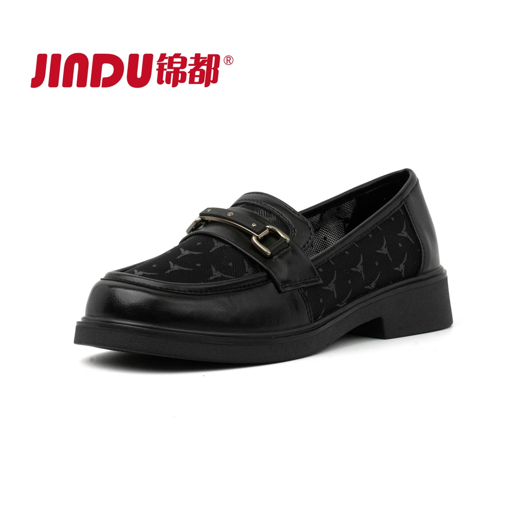 JINDU/锦都厚底乐福鞋女春秋2025年新款百搭优雅单鞋英伦风乐福鞋