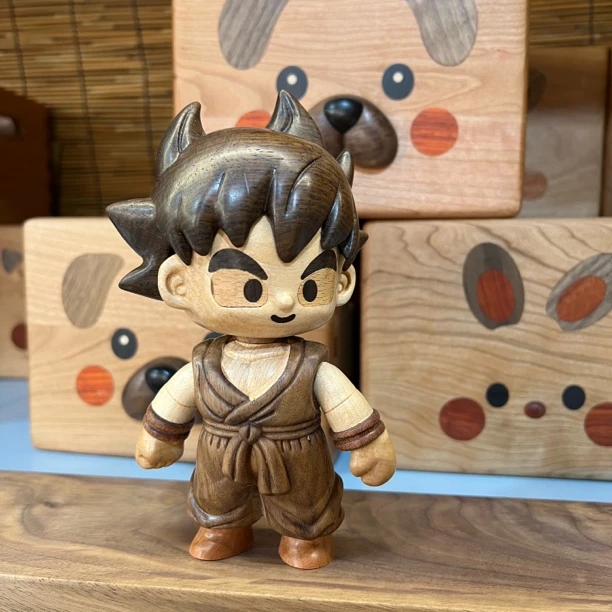 由物喜/悟空客厅木雕摆件卡通人物18×8.5×9.8cm轻奢