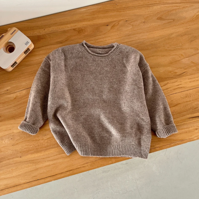 木耳边圆领毛衣儿童