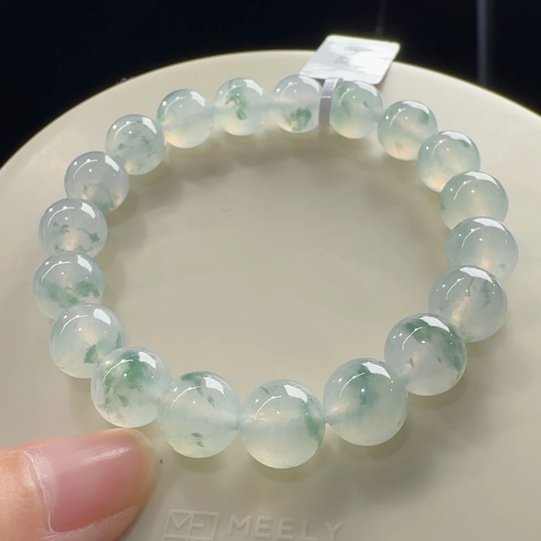 翡翠未镶嵌手链大漏！福利款！！！冰绿飘花单圈卡10mm