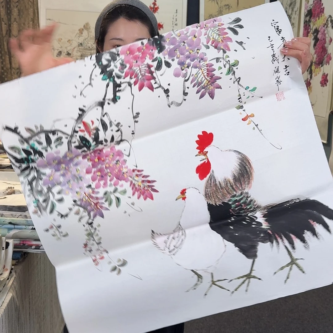 纯手绘国画作品好看斗方