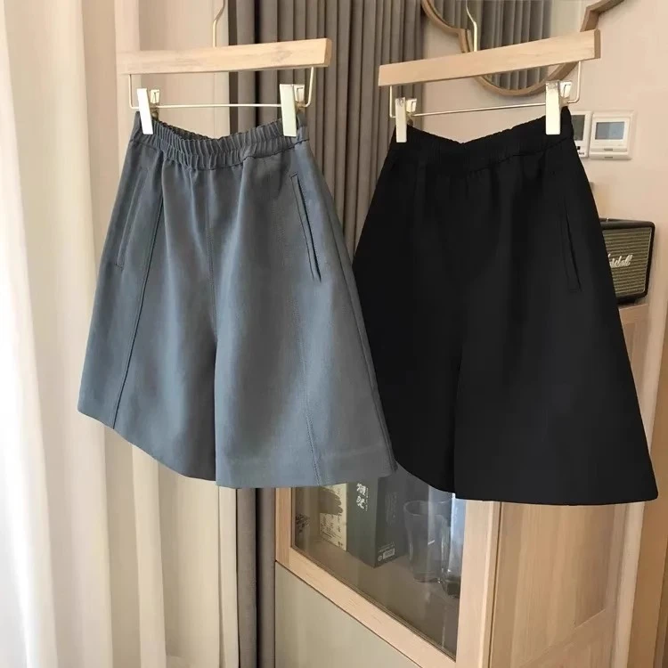 胖mm特大码300斤复古休闲松紧腰西装短裤女夏宽松时尚五分阔腿裤2