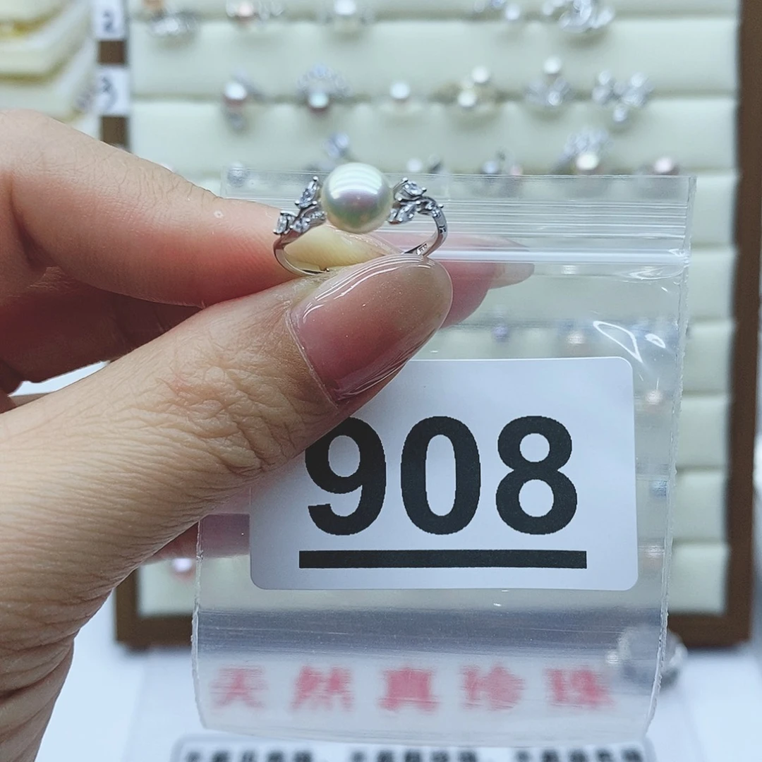 淡水珍珠戒指银S925镶嵌R***宝908